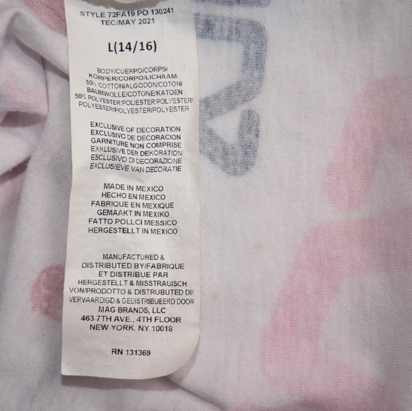 Fila Big Girl's Large 14/16 White Multicolored Logo Short Sleeve Tee - Picture 11 of 12